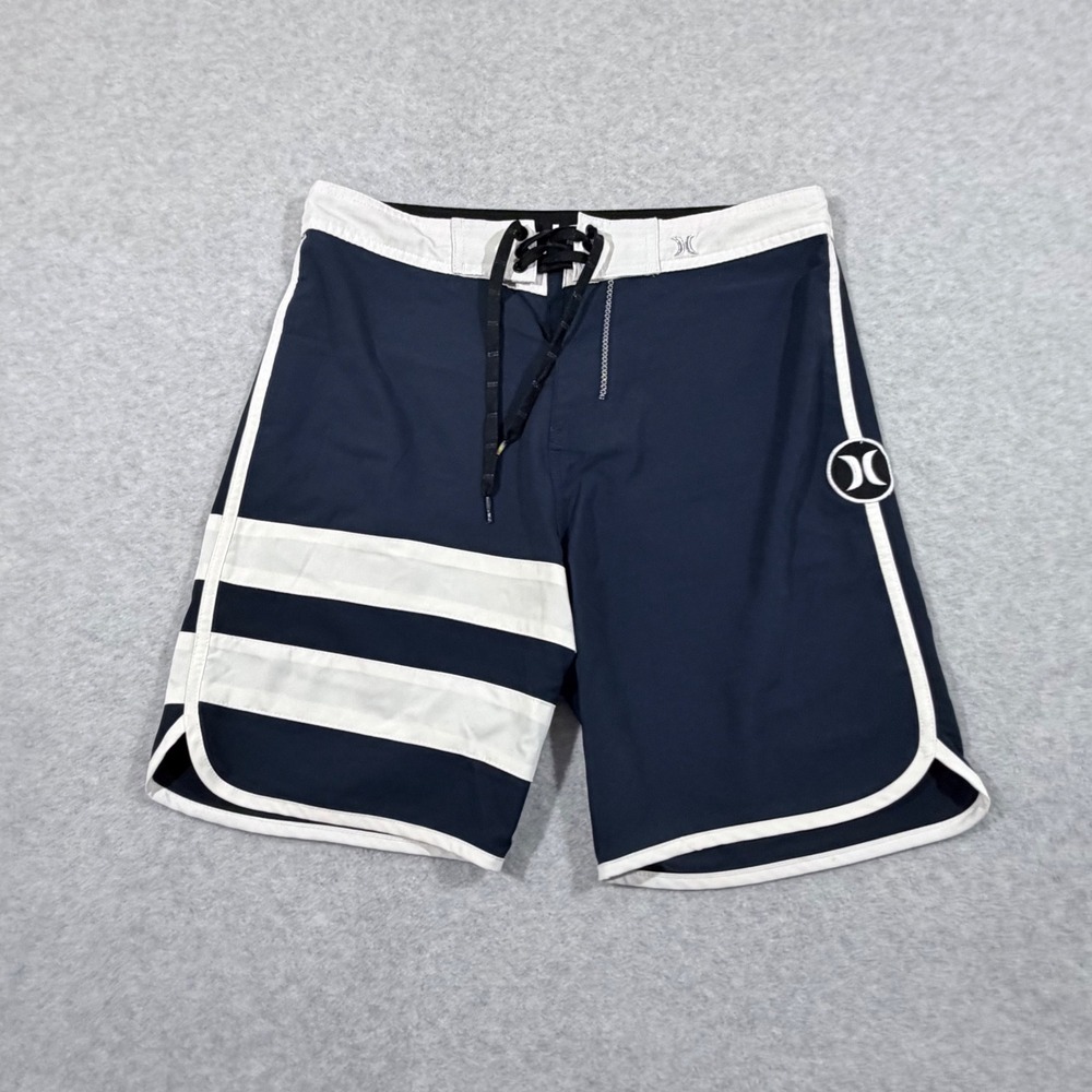 Hurley Phantom Board Shorts Mens 32 Navy Blue  Striped Lace-Up Swim Trunks